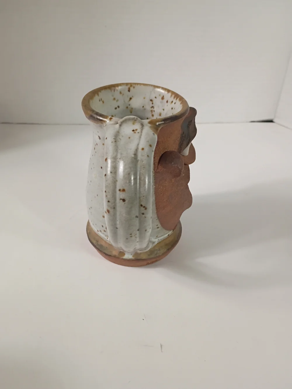 Hand Made pottery-crazy face mug-drunk confused or stoned dude
